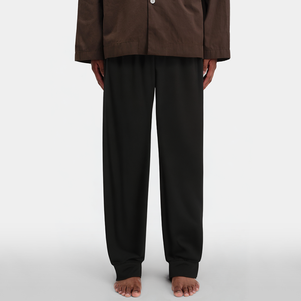 Black elastic waist slim fit men's pajama pants