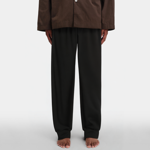 Black elastic waist slim fit men's pajama pants