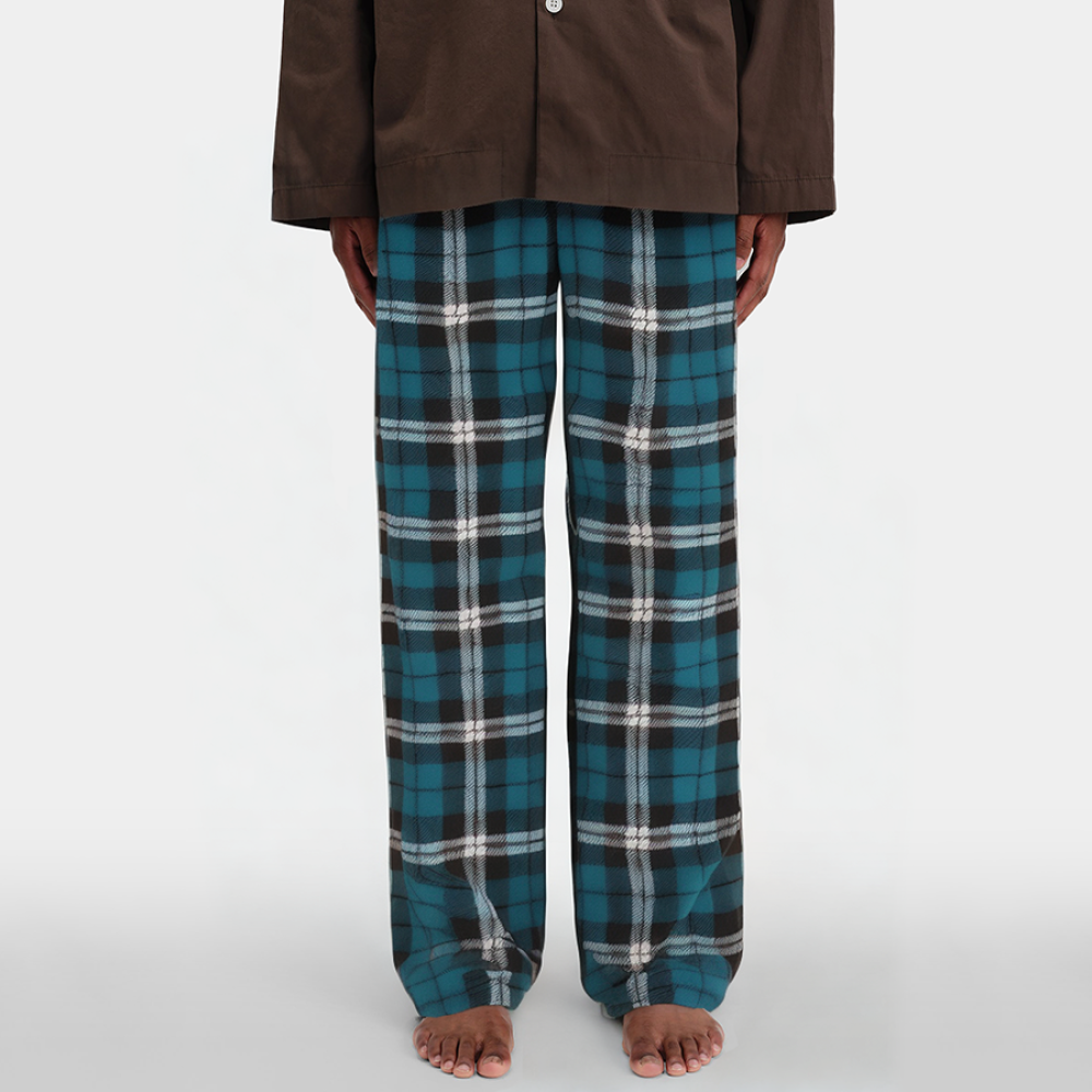 Retro plaid straight-leg men's pajama pants