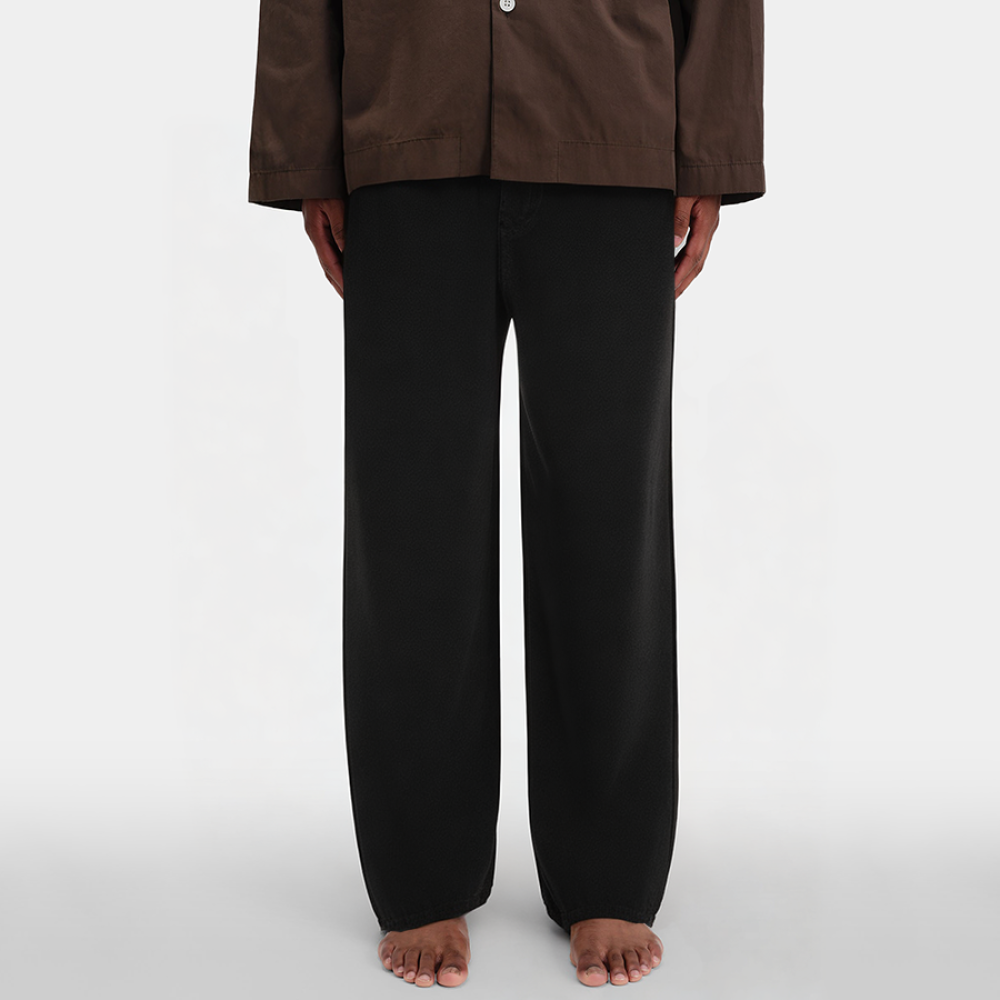 Black casual straight-leg men's pajama pants