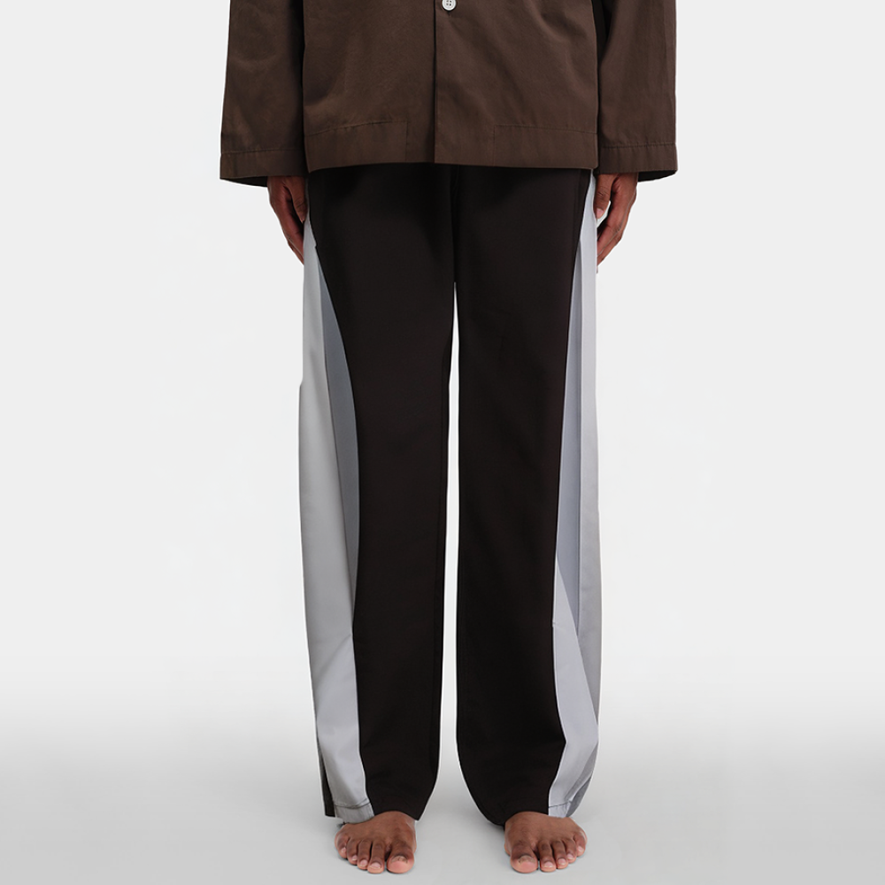 Colorblock elastic waist loose men's pajama pants