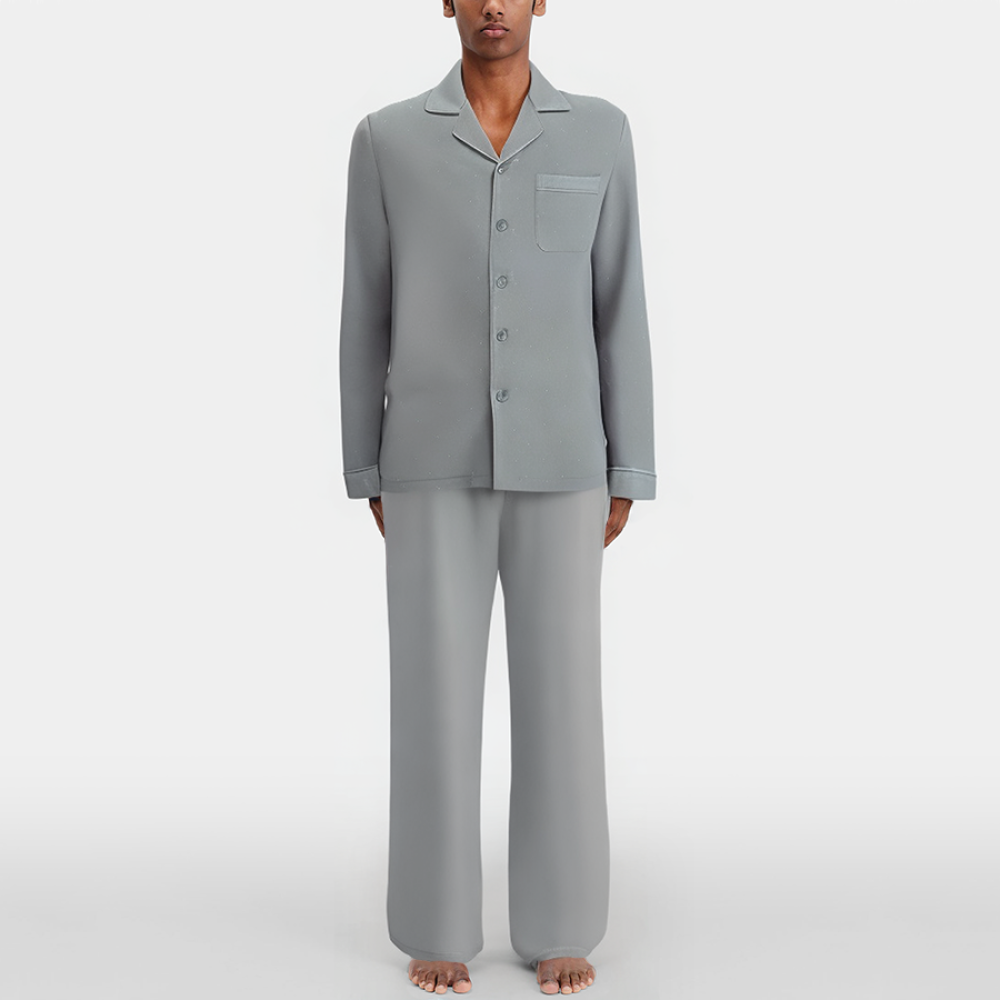 Light blue simple and comfortable men's pajama set