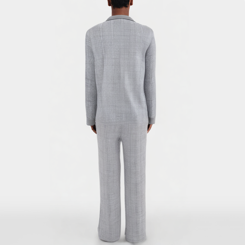 Gray plaid breathable men's pajama set