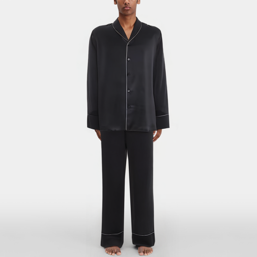 Classic piping smooth men's pajama set