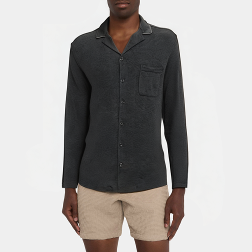 Lightweight lapel men's long sleeve pajamas