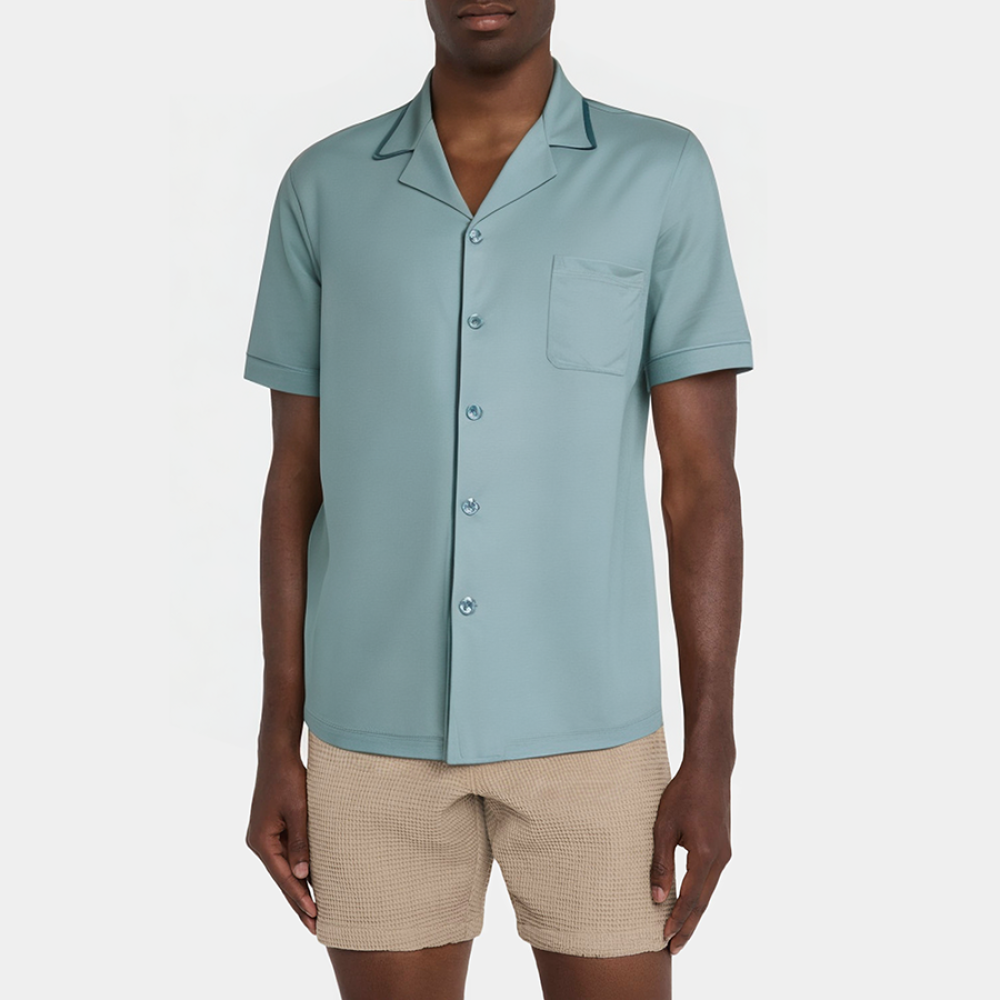 Simple lapel men's short-sleeved pajamas