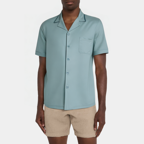 Simple lapel men's short-sleeved pajamas