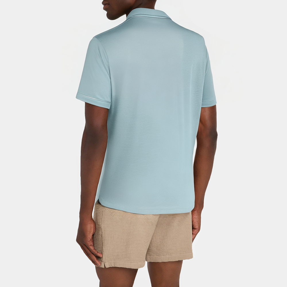 Simple lapel men's short-sleeved pajamas