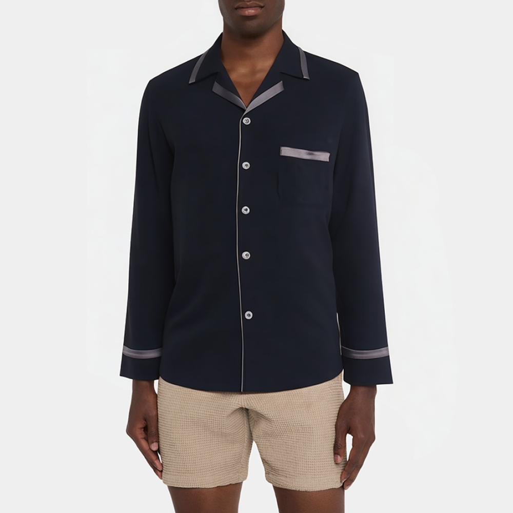 High-quality lapel men's long-sleeved pajamas