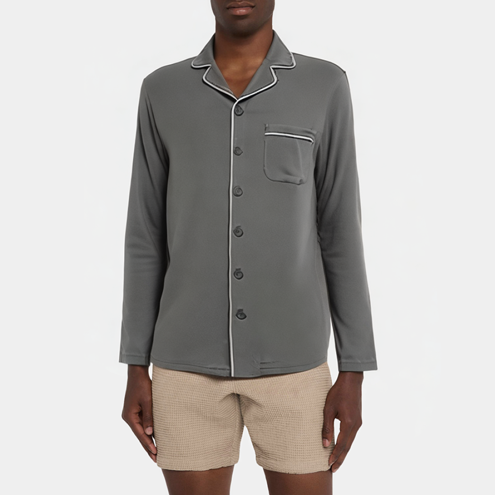 Gray comfortable men's long sleeve pajamas