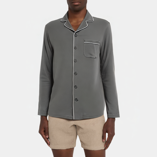 Gray comfortable men's long sleeve pajamas