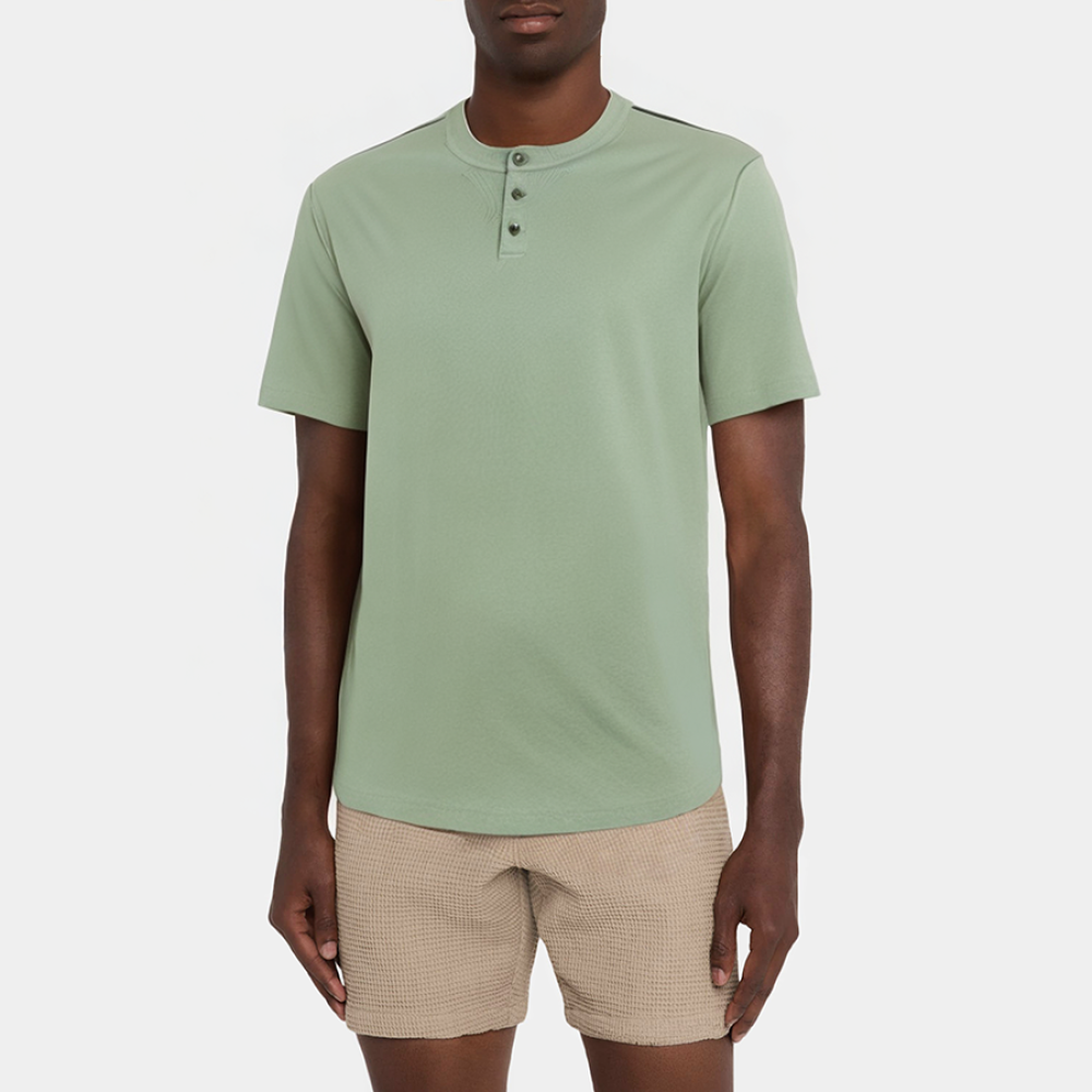 Green round neck men's short-sleeved pajamas