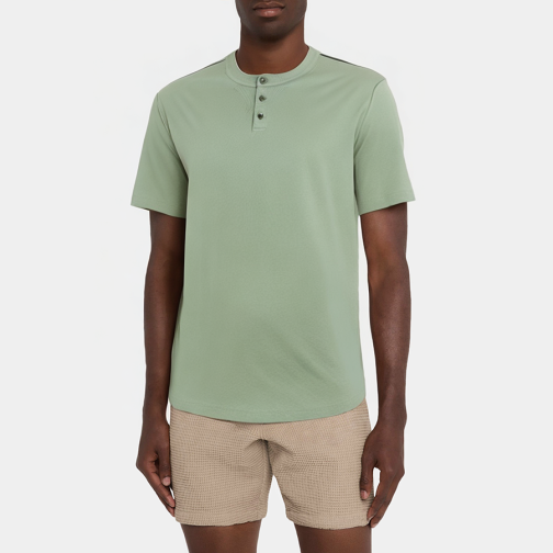 Green round neck men's short-sleeved pajamas