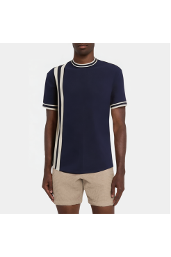 Retro striped crew neck men's pajamas