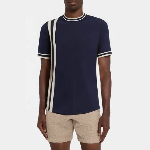 Retro striped crew neck men's pajamas