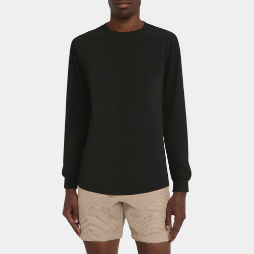 Black comfortable crew neck men's pajamas