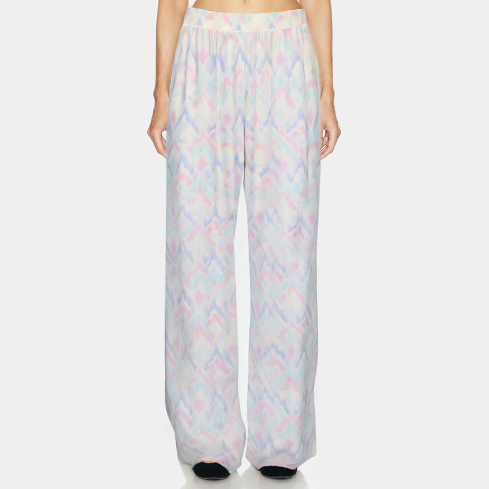 Fashion printed elastic waist women's long pajama pants