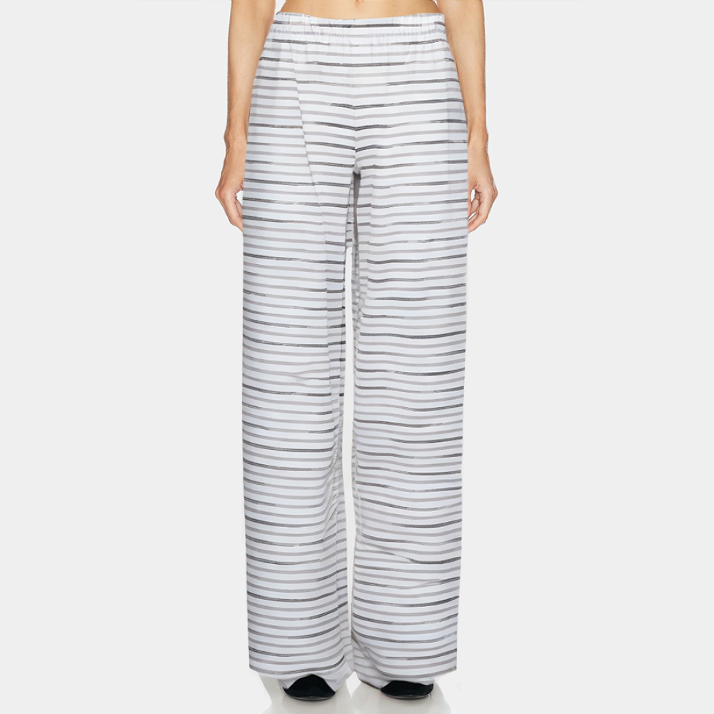 Casual striped straight-leg women's long pajama pants