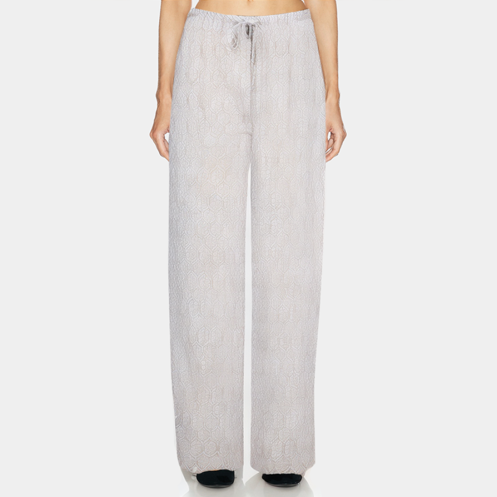 Printed straight elastic waist women's long pajama pants