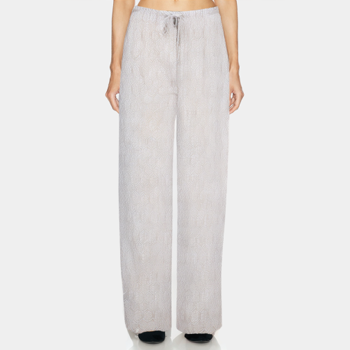 Printed straight elastic waist women's long pajama pants