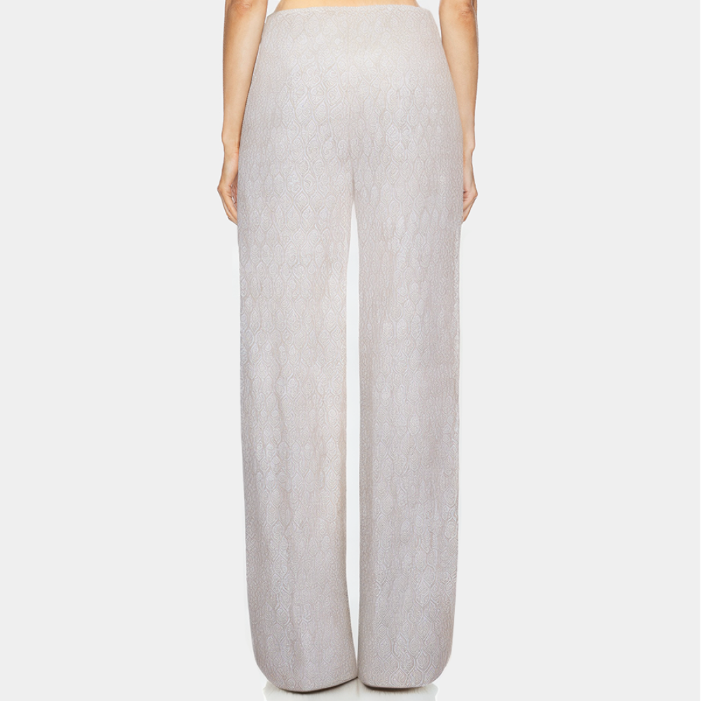 Printed straight elastic waist women's long pajama pants