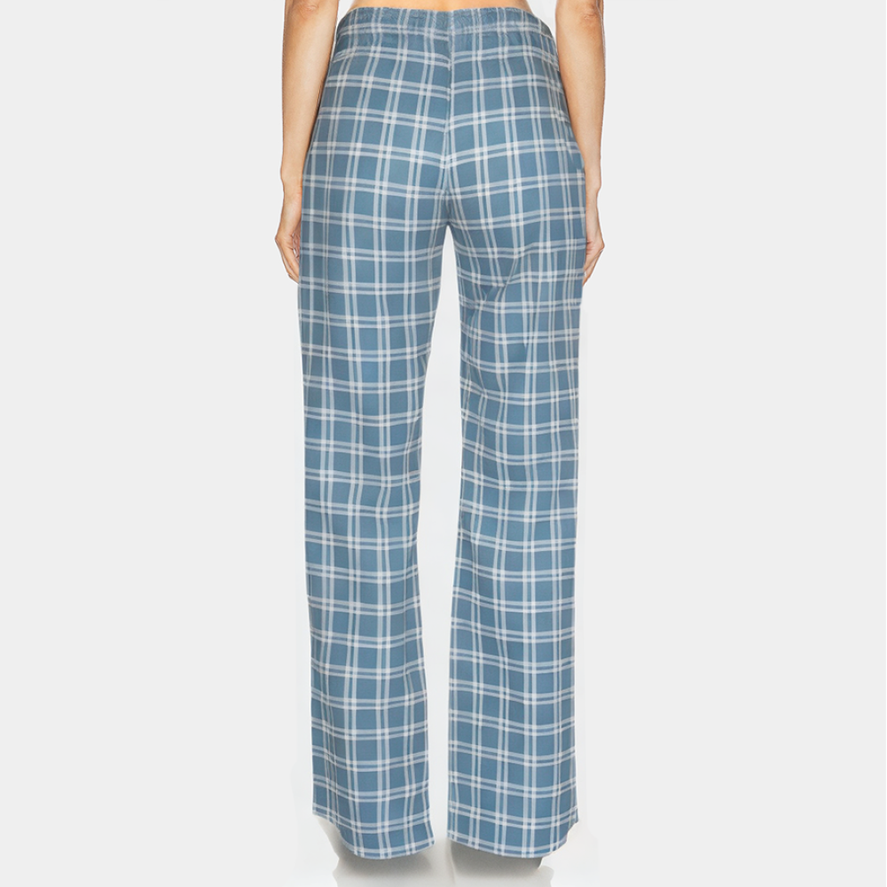 Lightweight plaid straight-leg women's long pajama pants