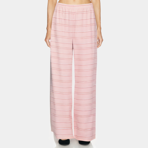 Pink plaid straight-leg women's pajama pants