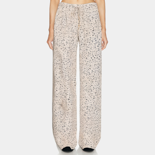 Printed lace-up straight-leg women's pajama pants