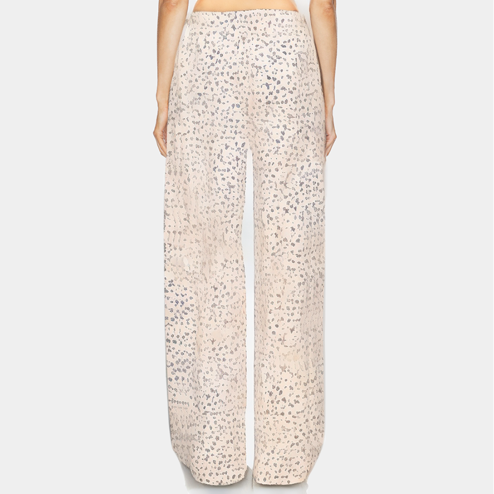 Printed lace-up straight-leg women's pajama pants