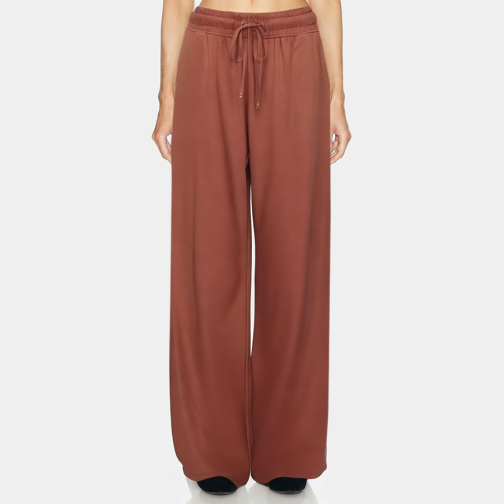 Soft straight-leg lace-up women's long pajama pants