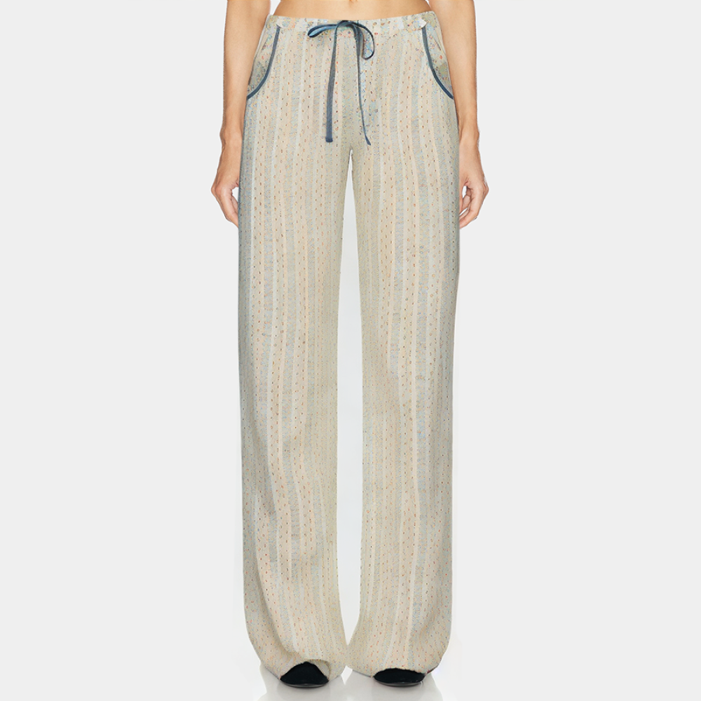 Retro floral straight women's pajama pants