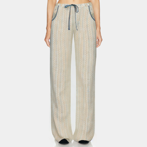 Retro floral straight women's pajama pants