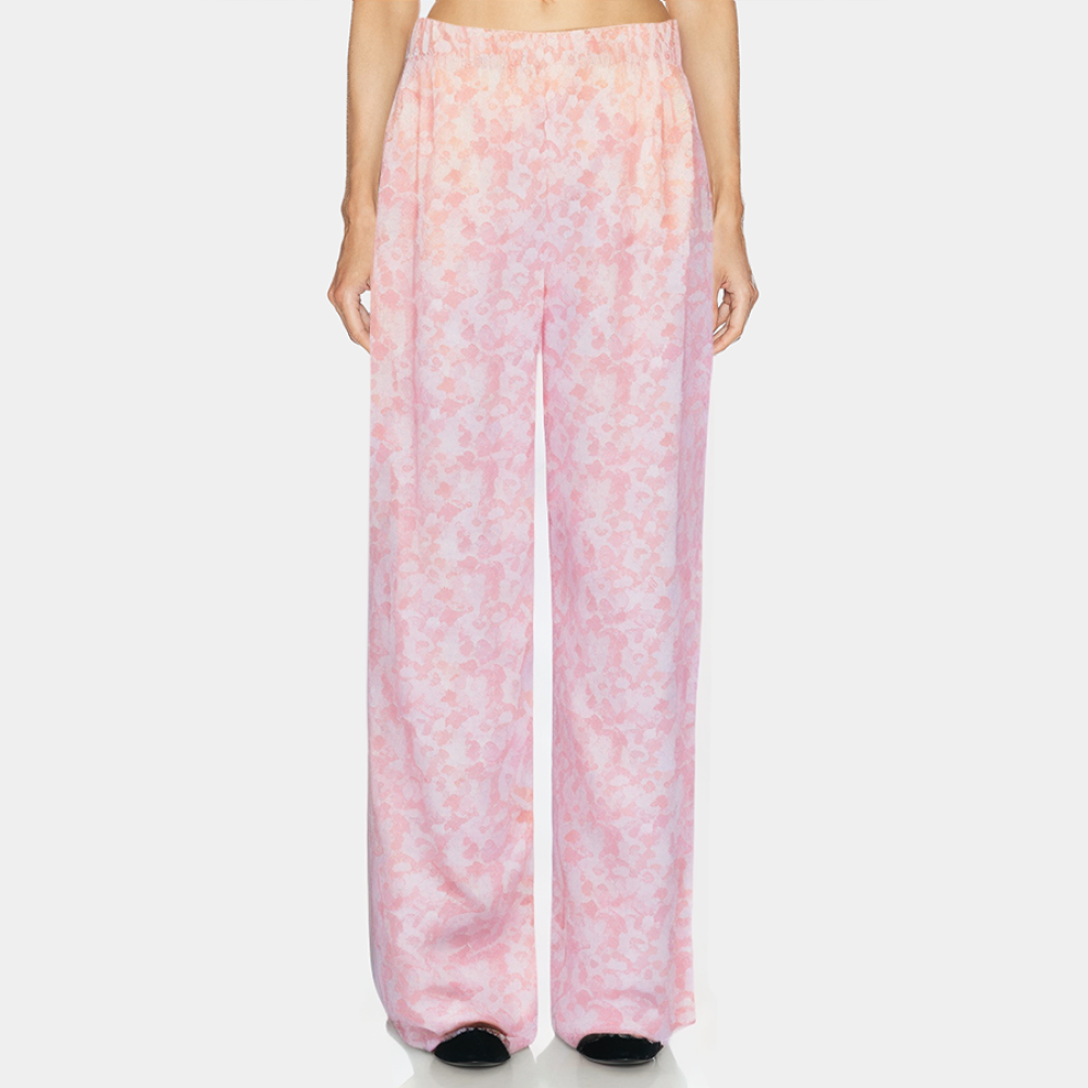 Floral straight breathable women's long pajama pants
