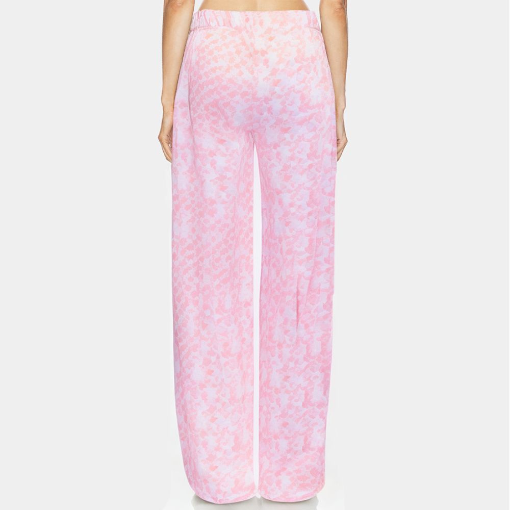 Floral straight breathable women's long pajama pants