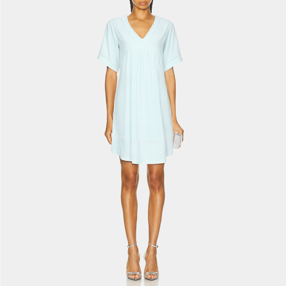 Blue V-neck breathable women's nightgown