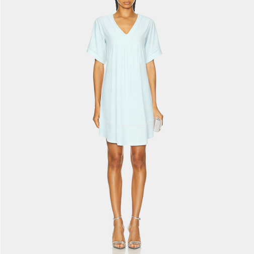 Blue V-neck breathable women's nightgown