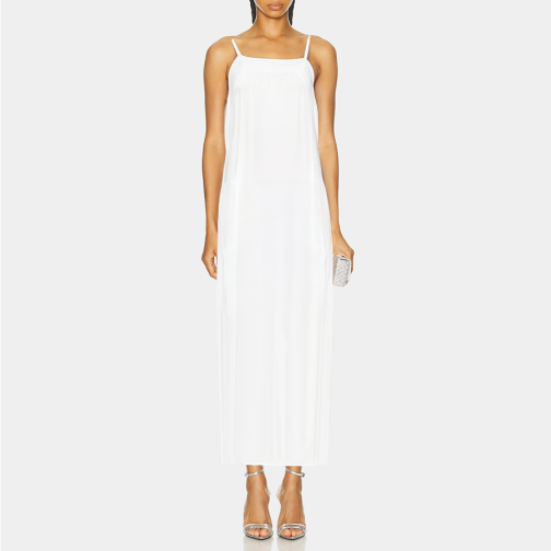 Elegant white spaghetti strap women's nightgown