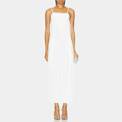 Elegant white spaghetti strap women's nightgown