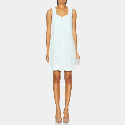 Blue striped lace women's nightgown