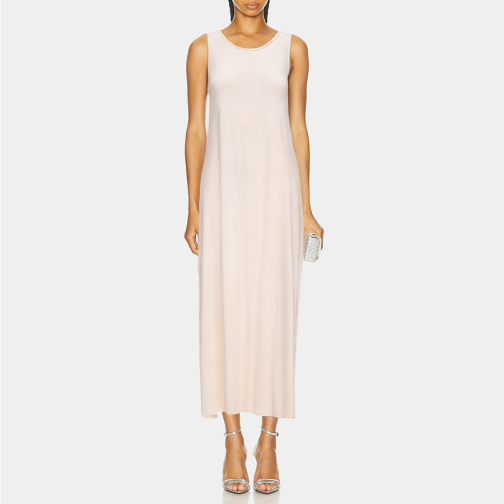 Simple solid color round neck women's nightgown