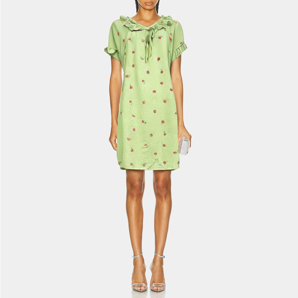 Green ruffled loose women's nightgown