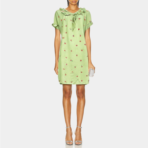 Green ruffled loose women's nightgown