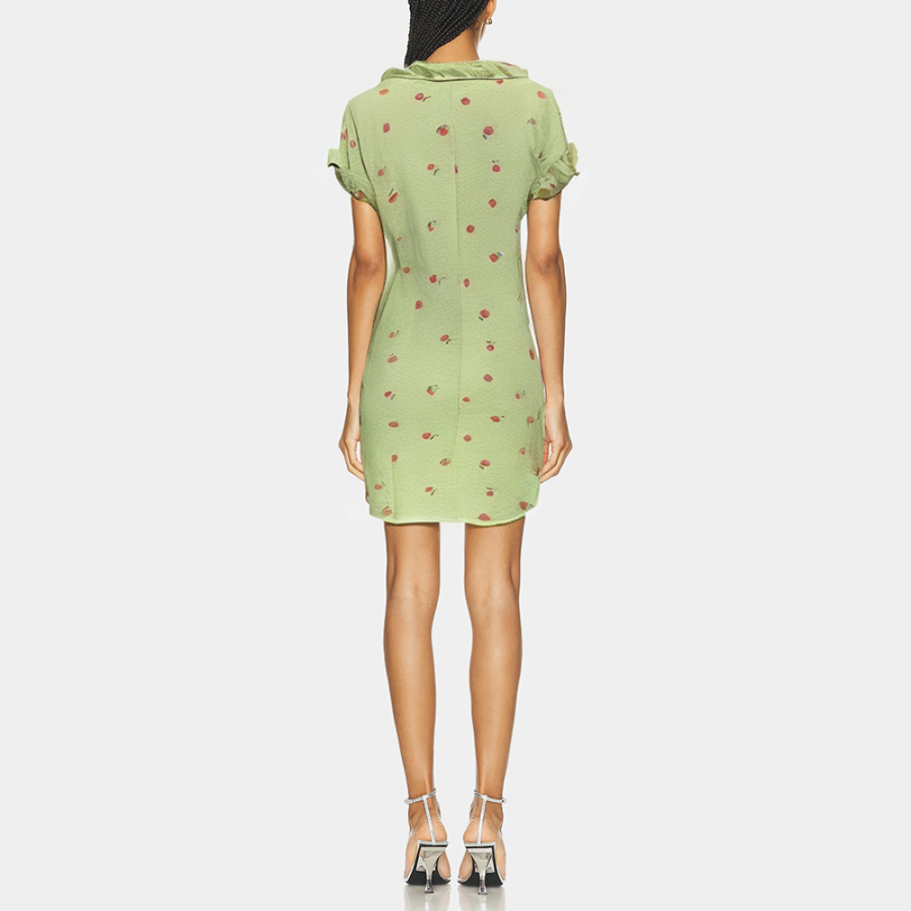 Green ruffled loose women's nightgown