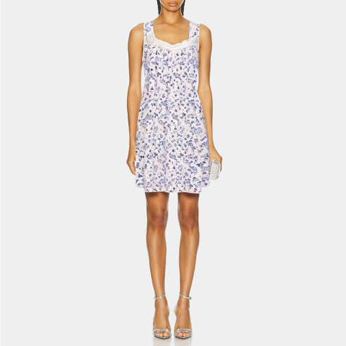 Square-neck soft floral women's nightgown