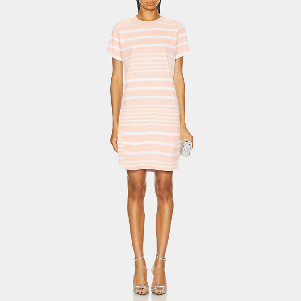 High quality round neck striped women's nightdress