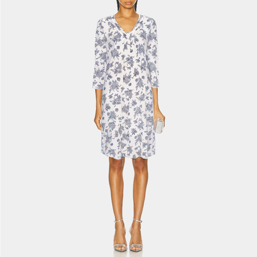 Floral print v-neck women's nightdress