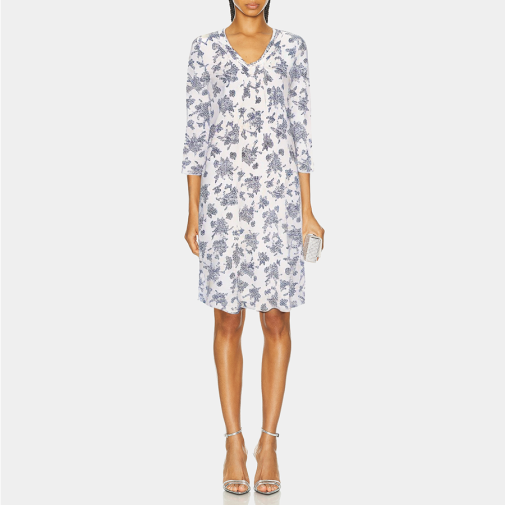 Floral print v-neck women's nightdress