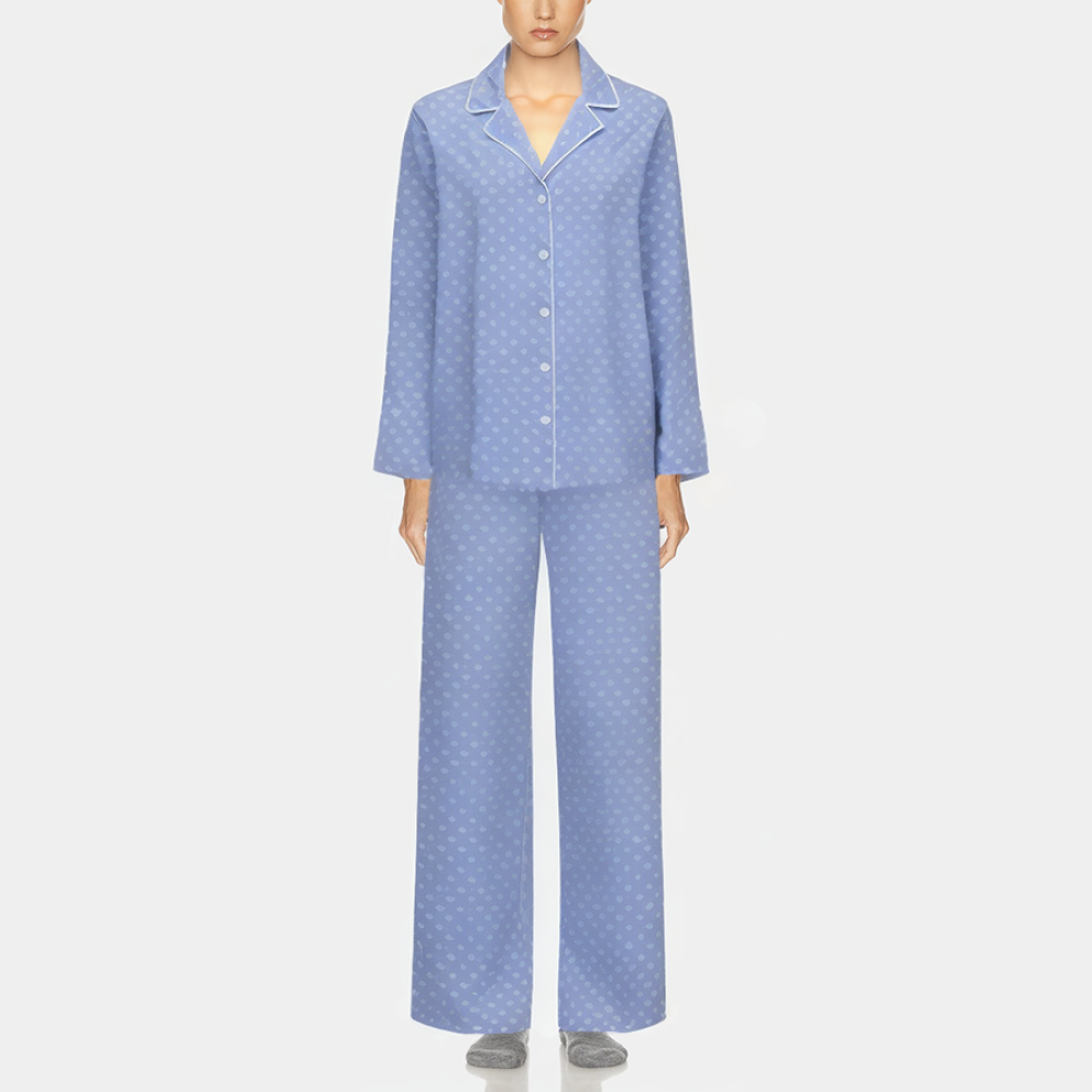 Fashionable blue printed women's pajama set