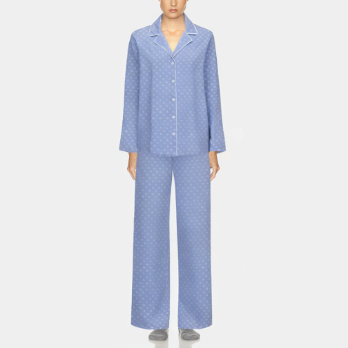 Fashionable blue printed women's pajama set