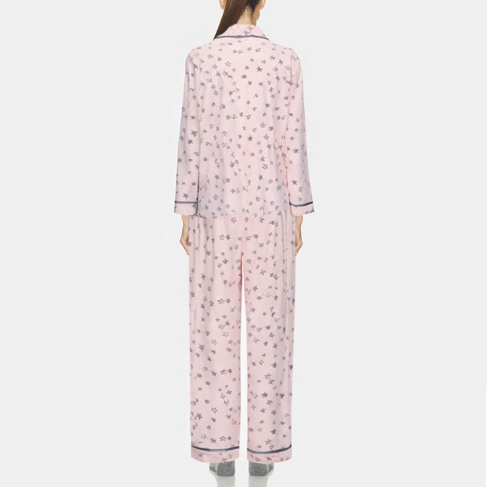 Pink printed breathable women's pajama set